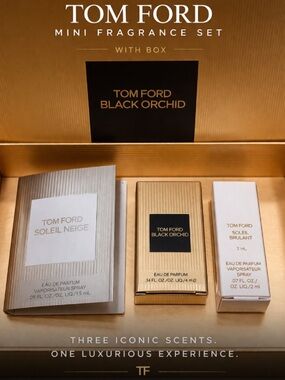 Tom Ford Mini Perfume Set w/ Box – Black Orchid, Soleil Neige, Soleil Brulant